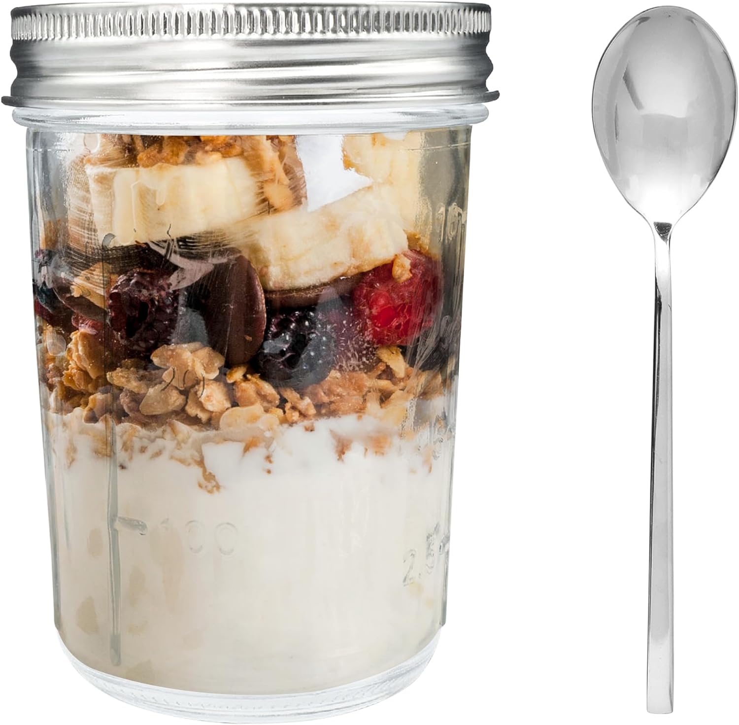 Healthy Breakfast Jars with Recipe Spoon