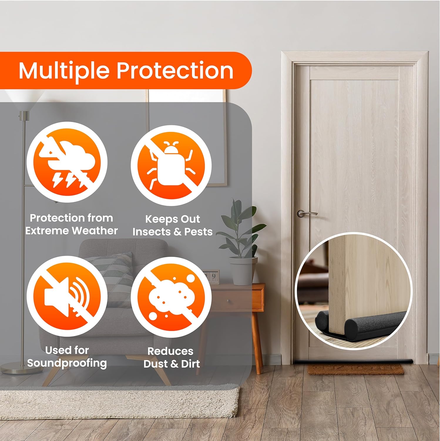 Draught Excluder For Doors, Door Seal, Double Seal, Draught