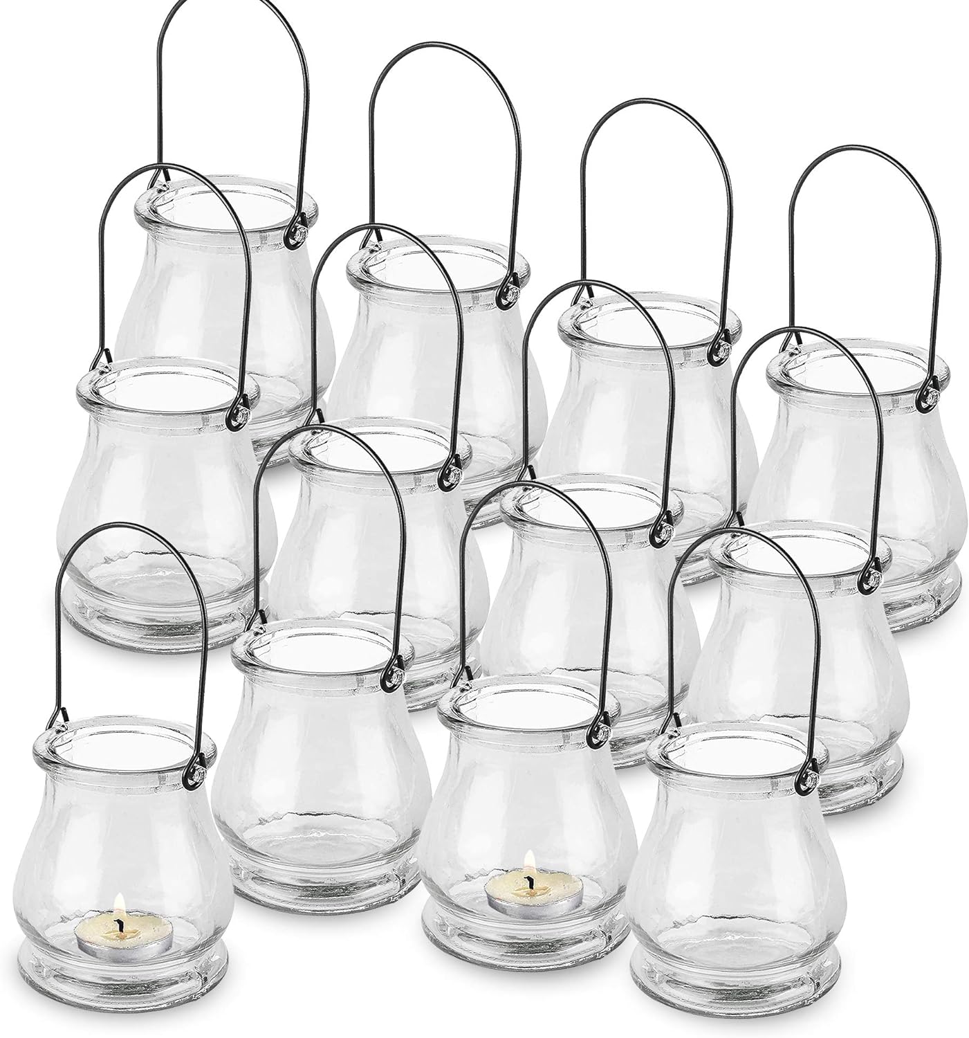 Glass Hanging Candle Holders - Set of 12