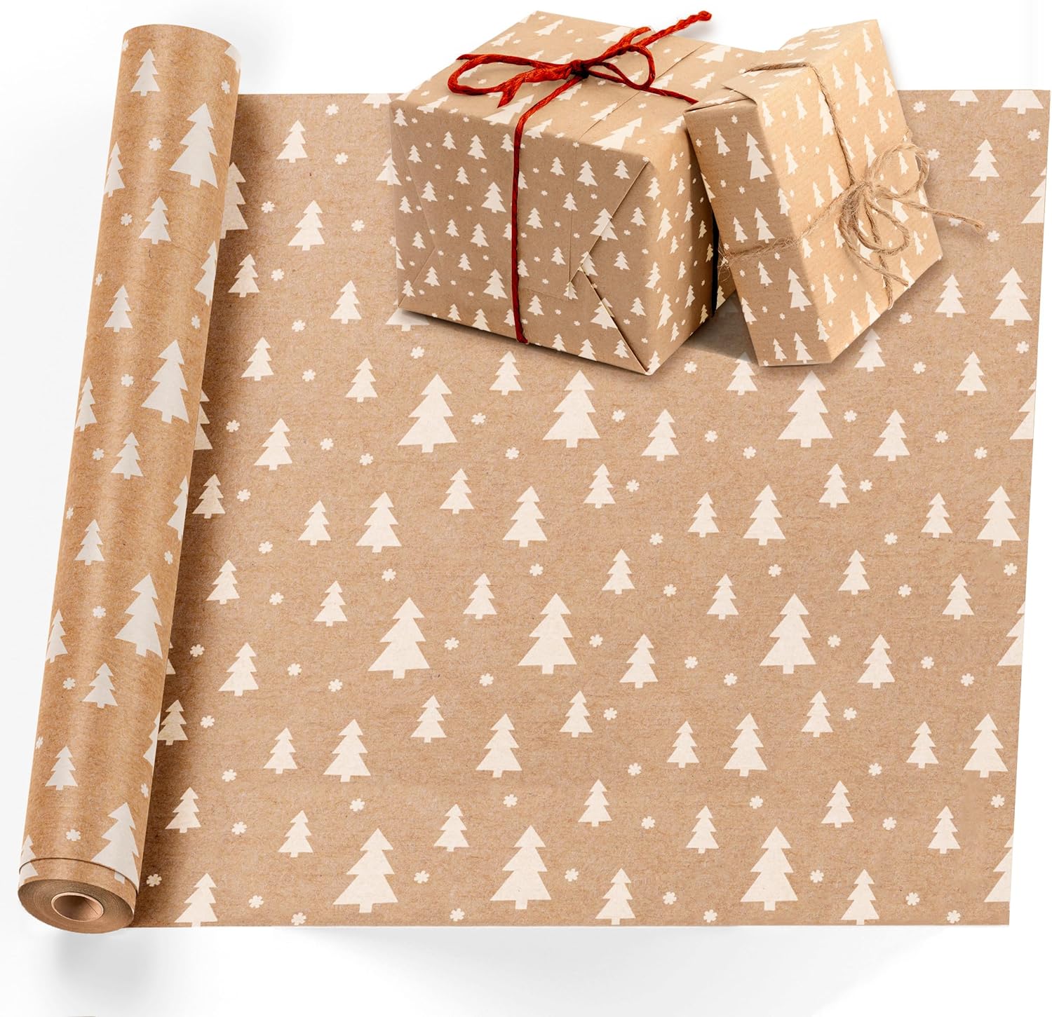 Kraft Wrapping Paper - Premium Gift Wrapping Paper with Strings - Brown Wrapping Paper, Multipurpose Brown Paper Roll, Wrapping Paper Brown for Parcel Packing or Arts & Crafts