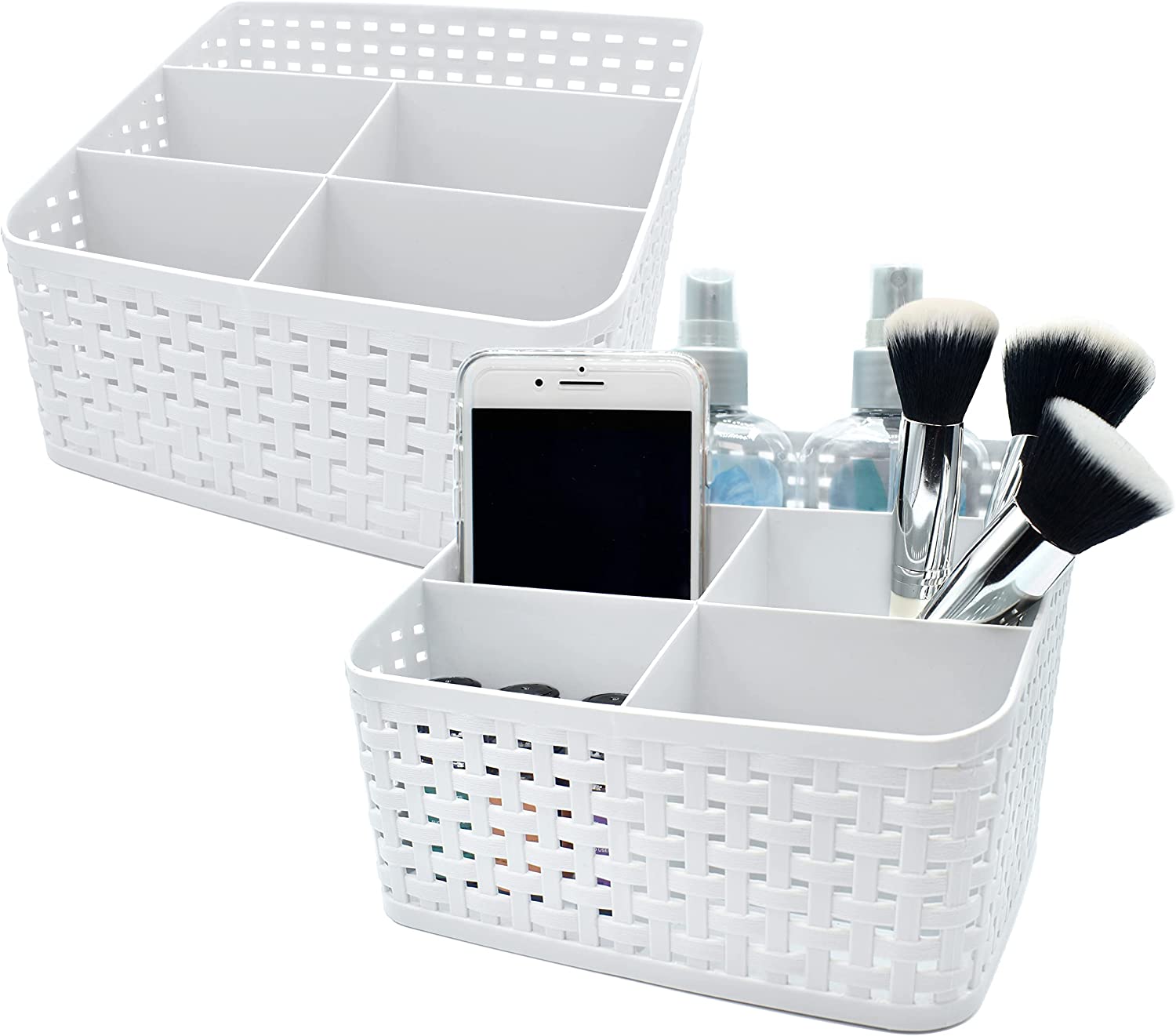 Cosmetic Basket White 2 Pack Main Image