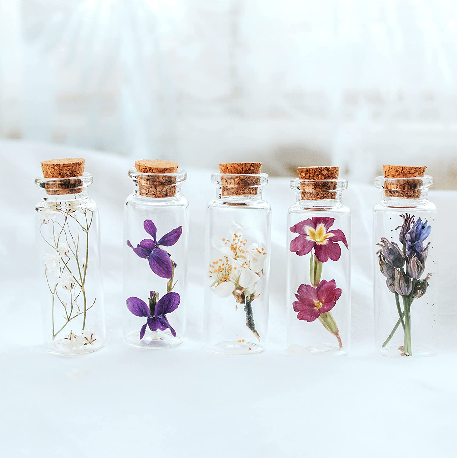 Glass Bottles with Flowers