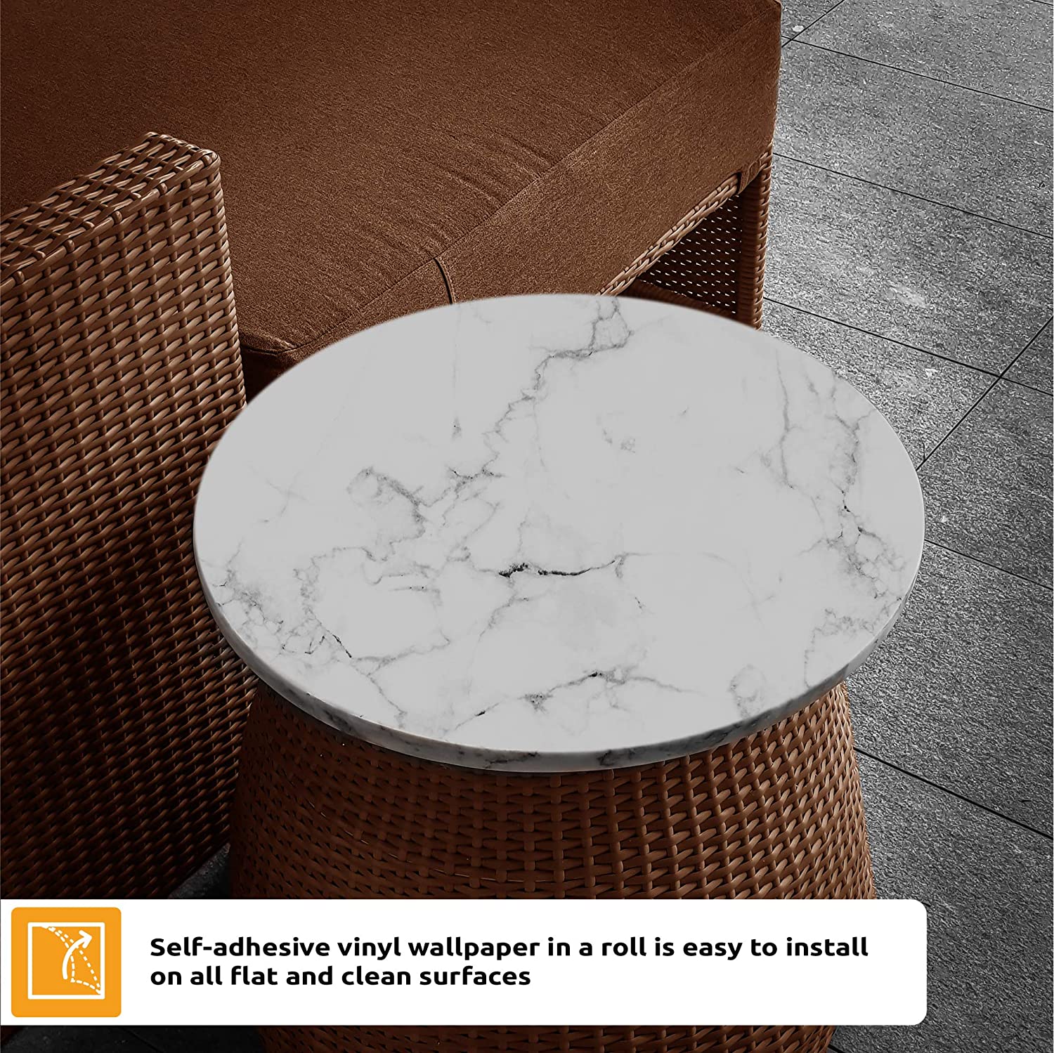 Marble Wallpaper Round Table