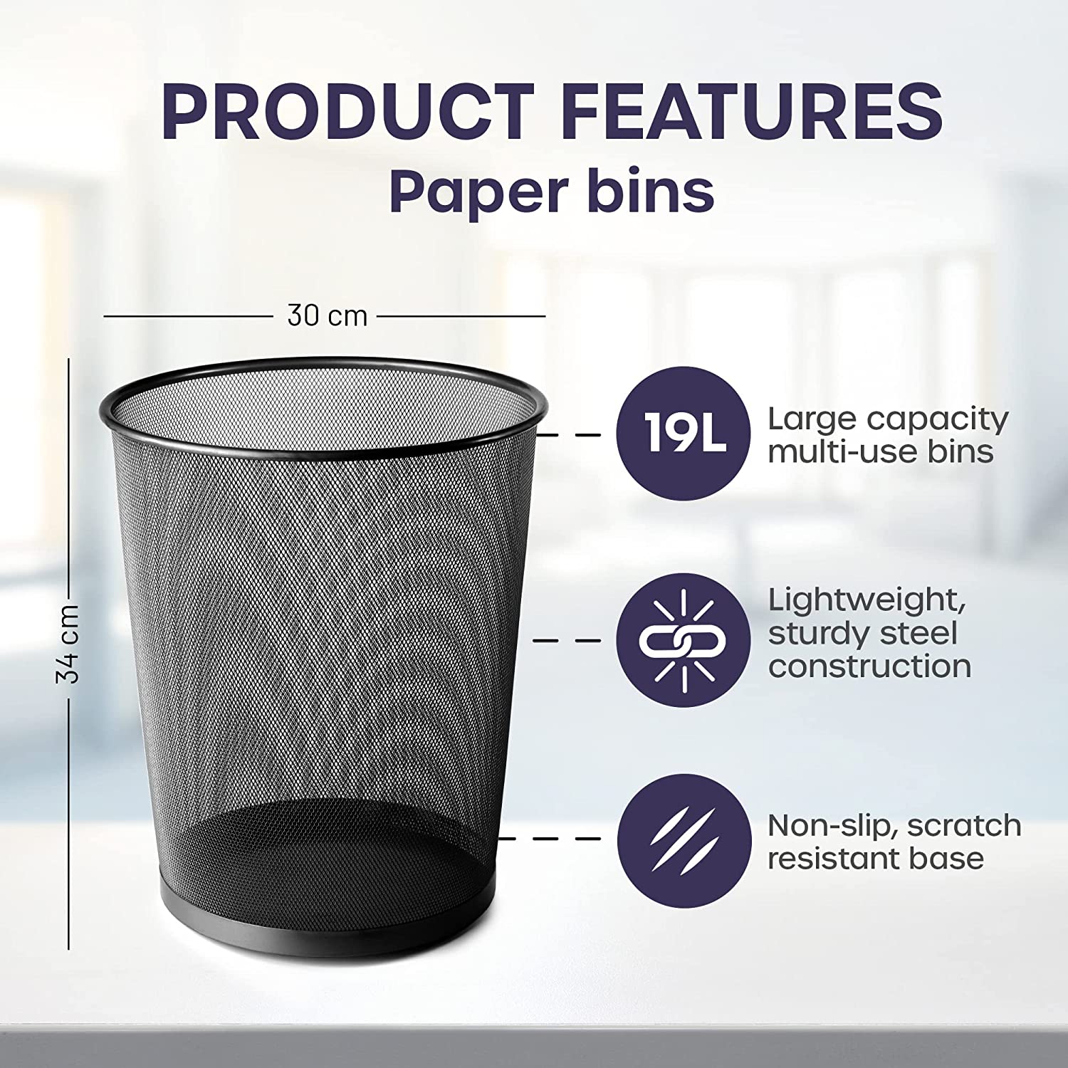 Mesh Waste Paper Bin - Lightweight & Durable