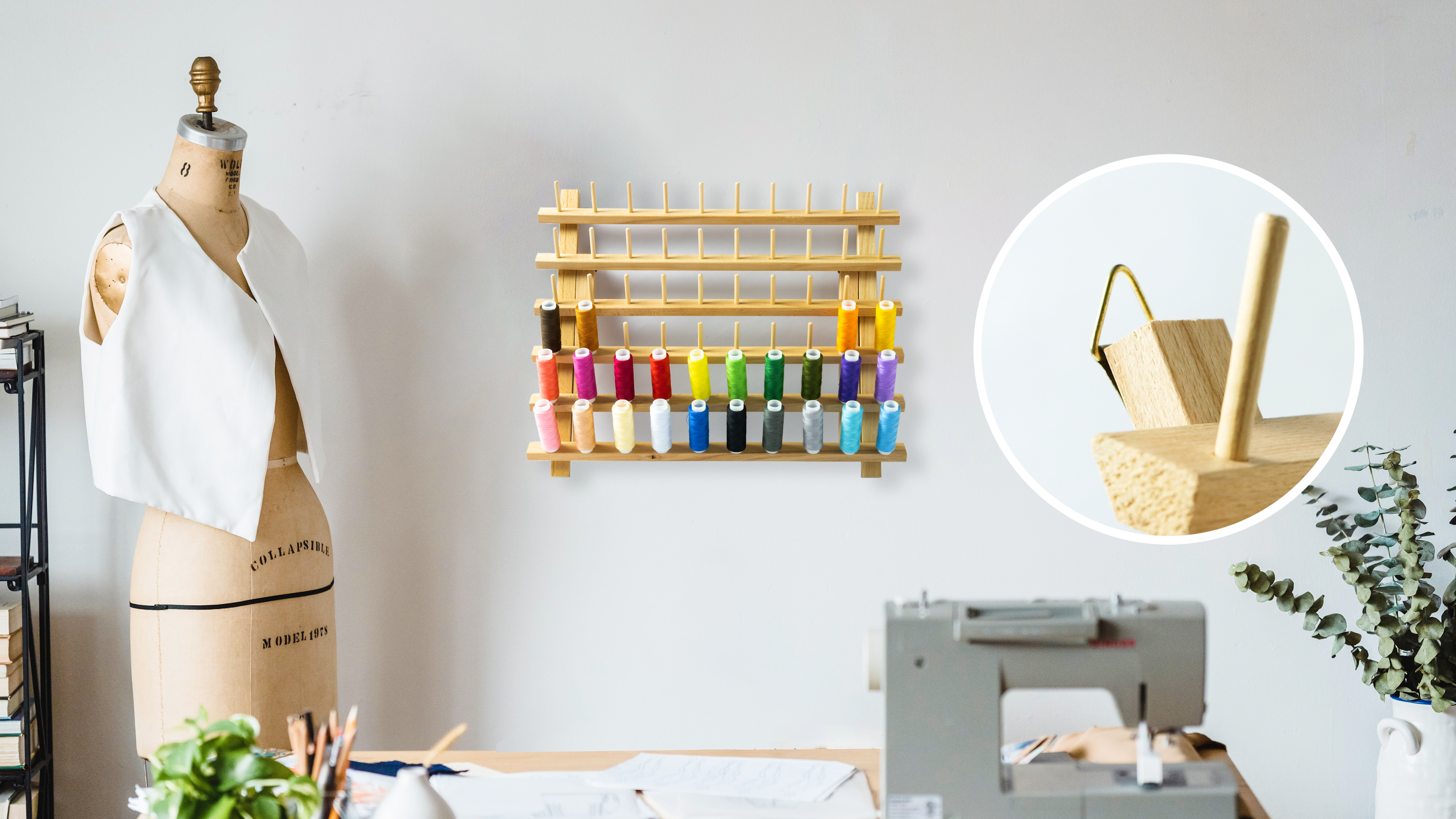 Wooden Thread Rack for 60 Spools